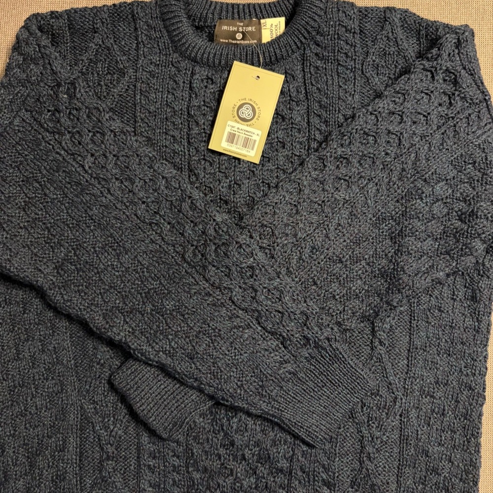 NWT The Irish Store Sweater Aran Cable Knit Wool Fisherman Gorpcore Cabin Men XL